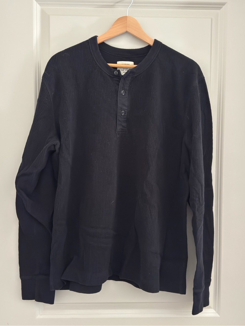 Buck Mason Men's Black Thermal Long-Sleeve Henley